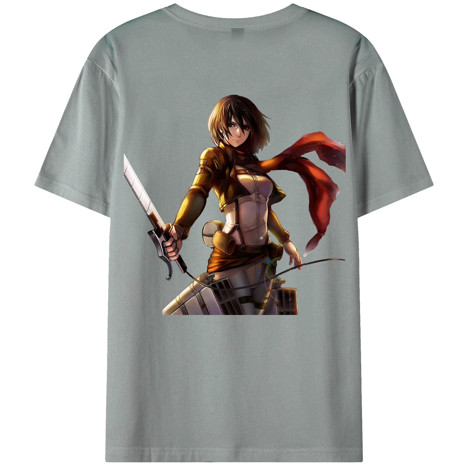 （画像用） 進撃の巨人 ミカサ·アッカーマン Attack on Titan Mikasa Ackerman 綿100％ メンズ半袖Tシャツ（バックプリント） 通気性